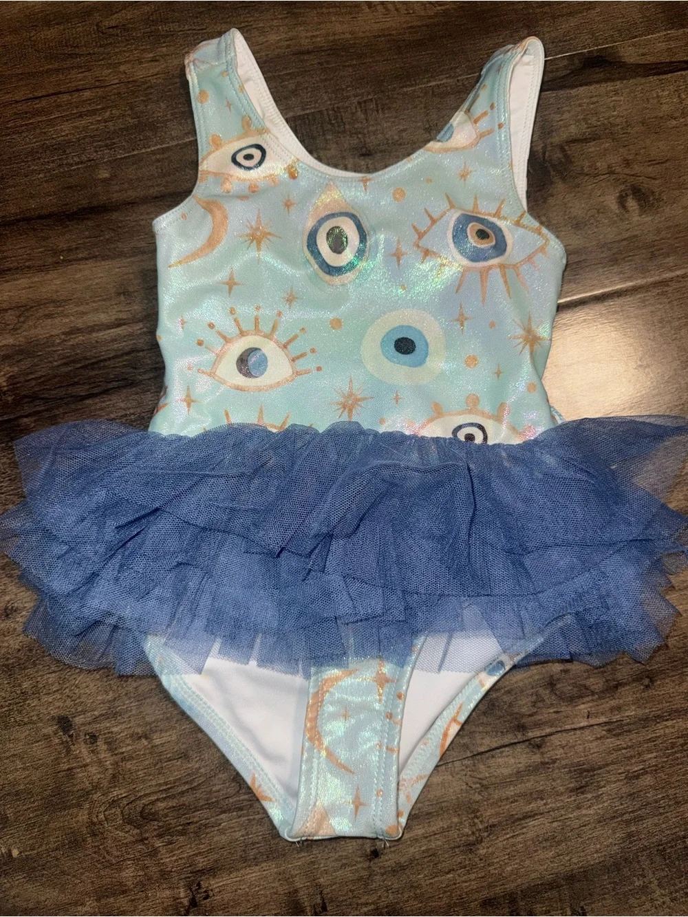 Posh Peanut Fiona Evil Eye Tutu Swimsuit 2T Mint Blue